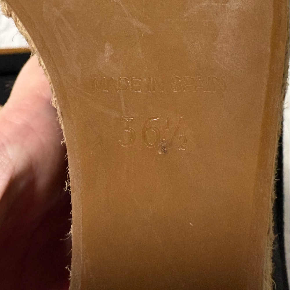 Tory Burch Majorca Canvas Black and Tan Wedges - Picture 8 of 9